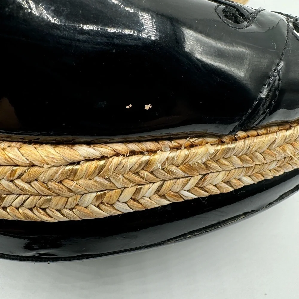 Stuart Weitzman Wedge Espadrille 5.5 Bkack patent Leather